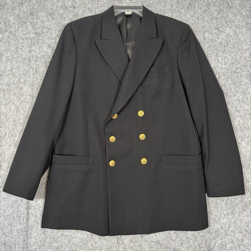 Defense Logistics Agency Coat Mens Size 42L Black Military Wool Gold Button
